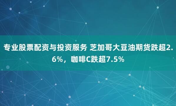 专业股票配资与投资服务 芝加哥大豆油期货跌超2.6%，咖啡C跌超7.5%
